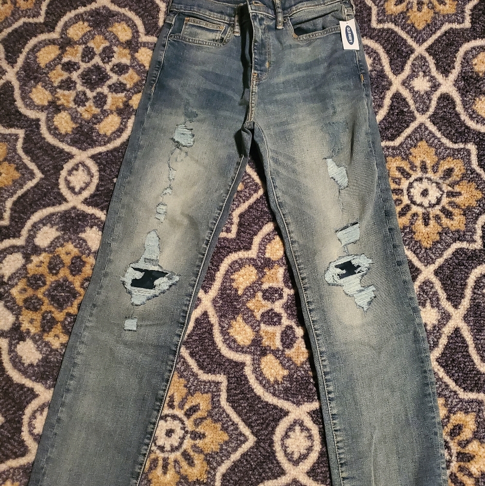 Boys dark wash distress jeans